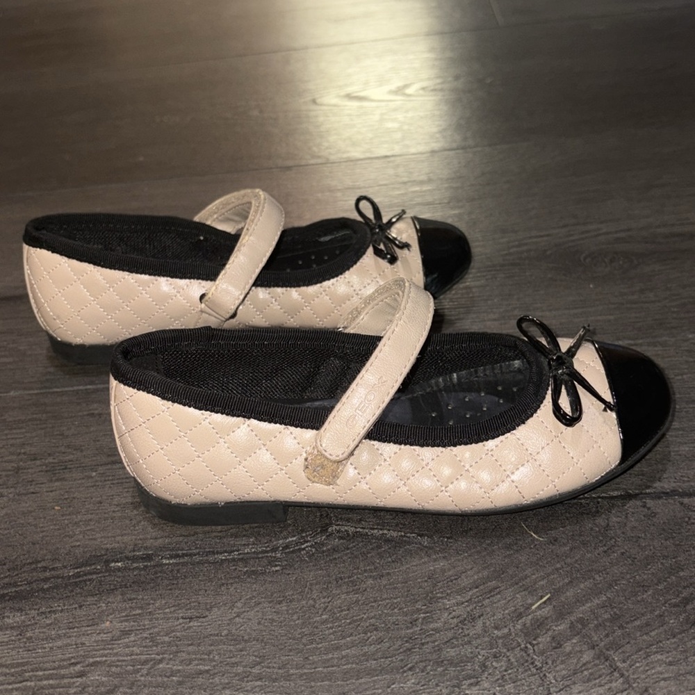 Geox Girls Pile Respira Quilted Mary Jane Flats Size 30 EU/ 12 US Tan/Black - Picture 5 of 12